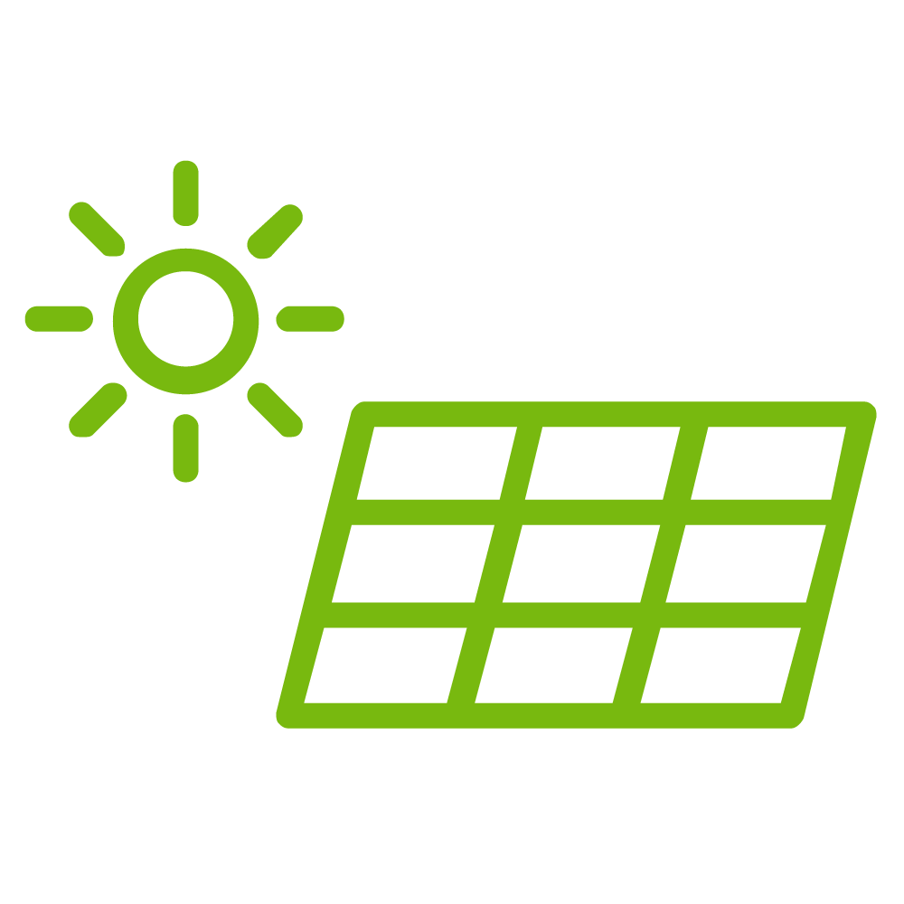 Zielona ikona modułu fotowoltaicznego i słońca