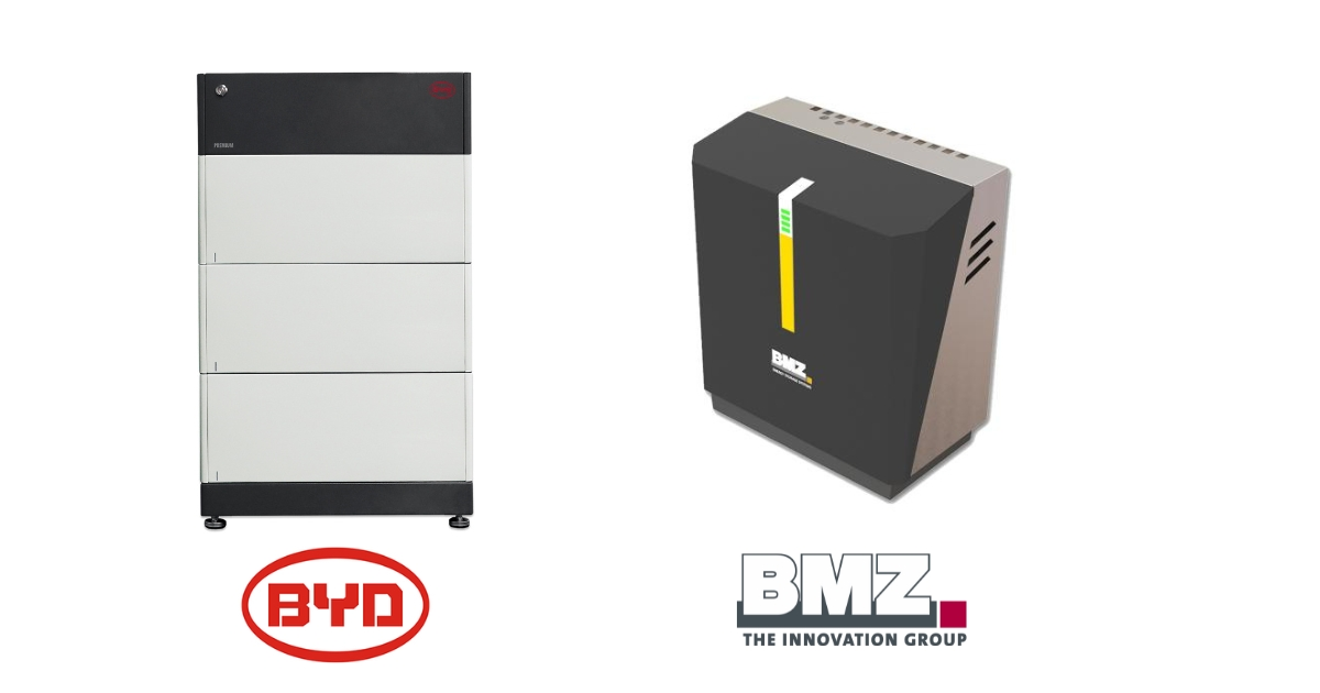 Dwa magazyny energii - marki BYD i BMZ